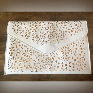 White Floral Cutout Shoulder Bag